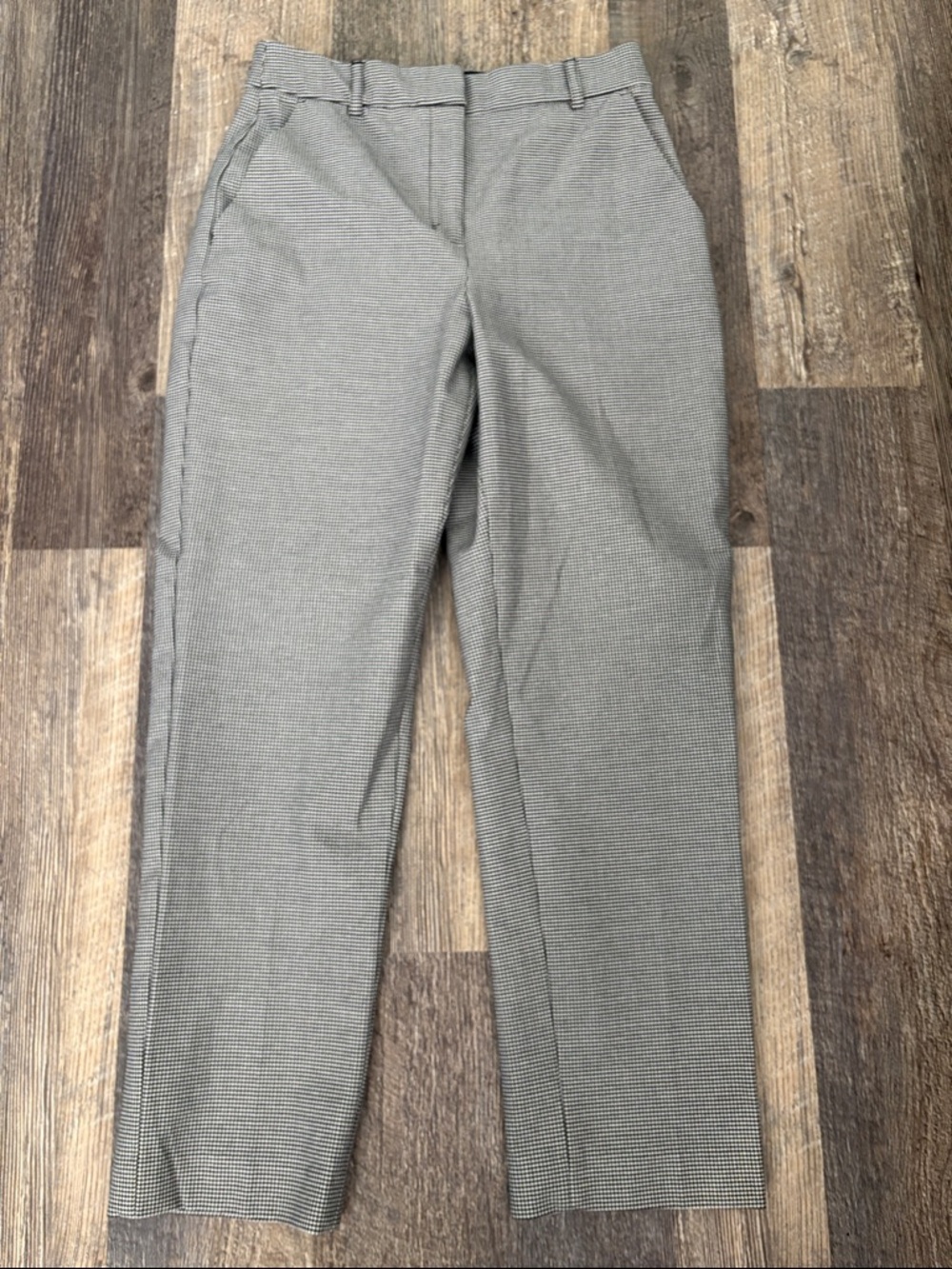 Express Editor Straight Ankle Black & White Houndstooth Dress Pants